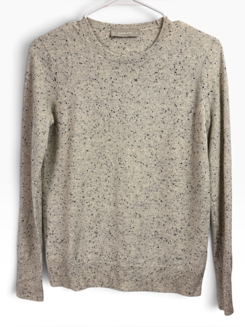 Everlane 100% Cashmere Gray Speckled Sweater XS Crewneck Pullover Top Luxury